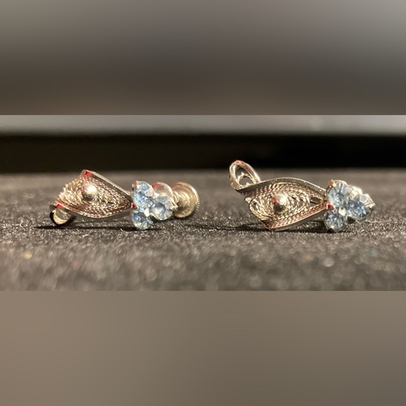 Vintage Ann Lee Sterling Silver Filigree Mouse Clip-on Earrings - Picture 3 of 5